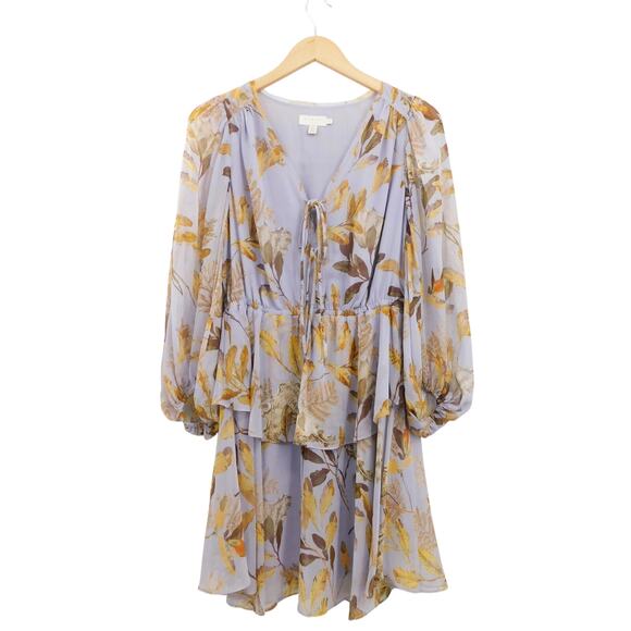 Ted Baker Lilac Gretia V-neck Printed Tie Front Mini Dress Size 2 Romantic - Picture 1 of 5
